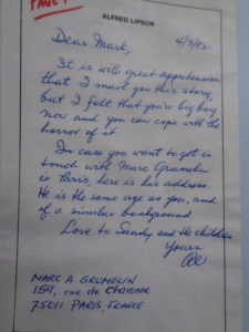 Letter from Alfred Lipson to Mark James , 3April 1982 , private collection, http://media.offenes-archiv.de/19_engl_James.pdf